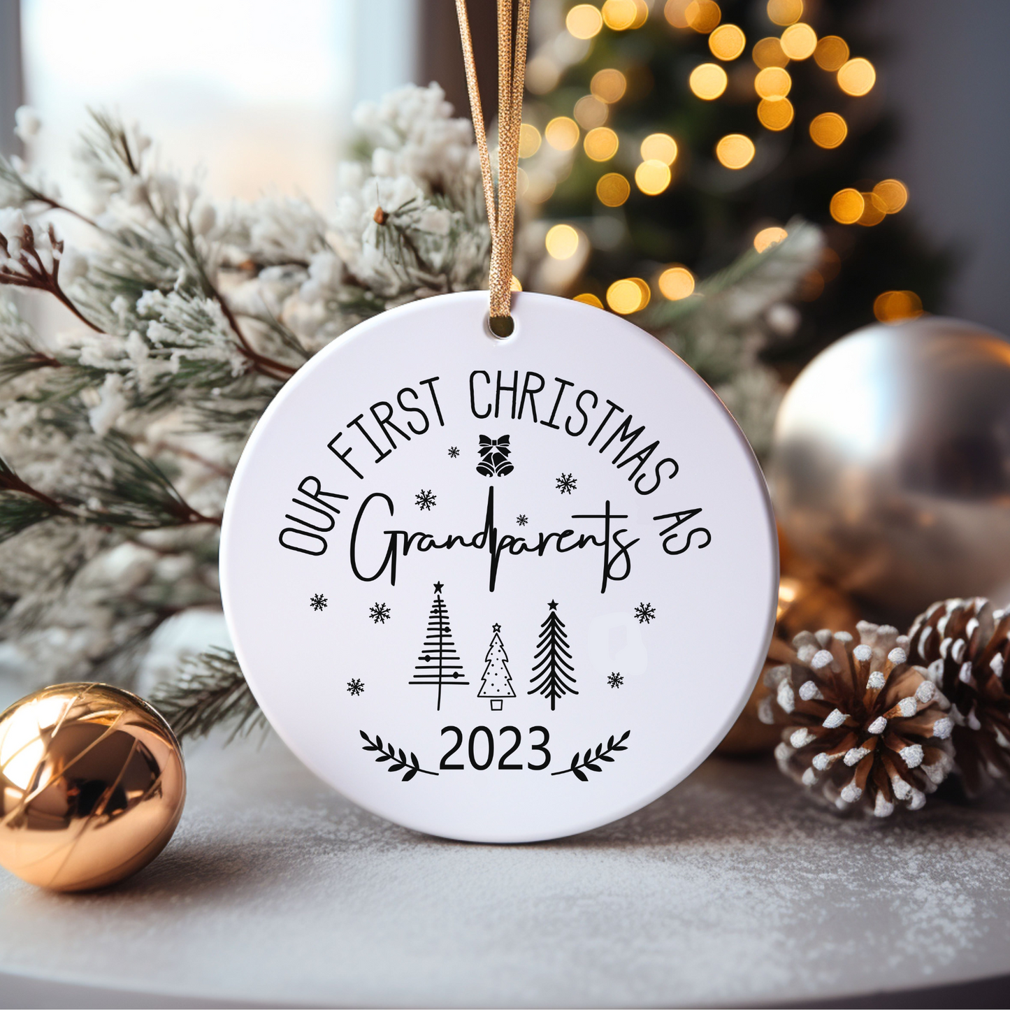 Our First Christmas as Grandparents Ceramic Christmas Ornament