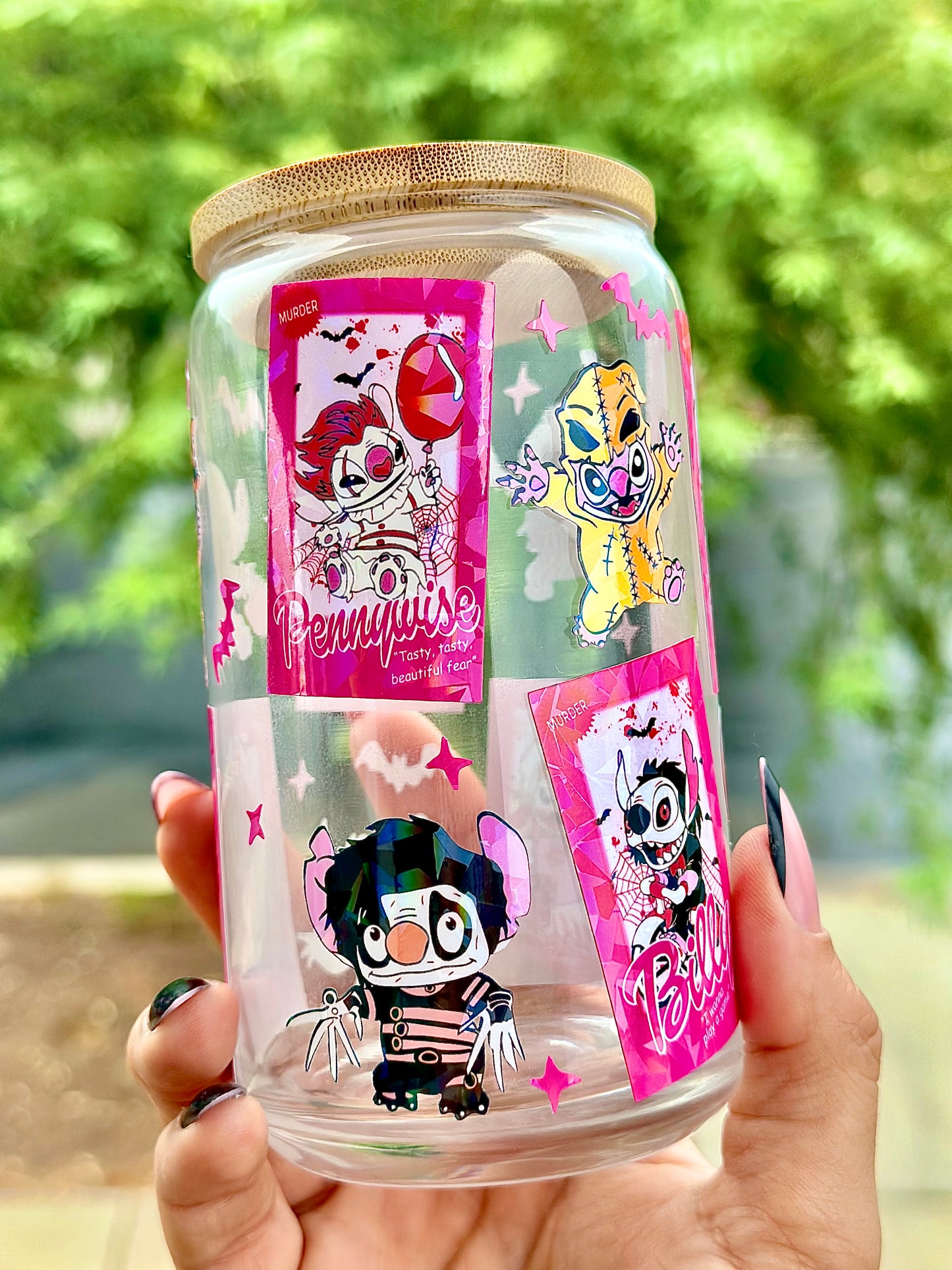 Barbie Lilo and Stich Horror Libbey Can Glass