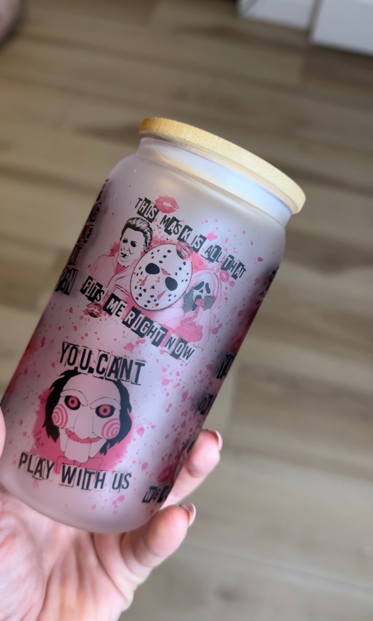 Frosted Mean Girls Horror Libbey Can Glass