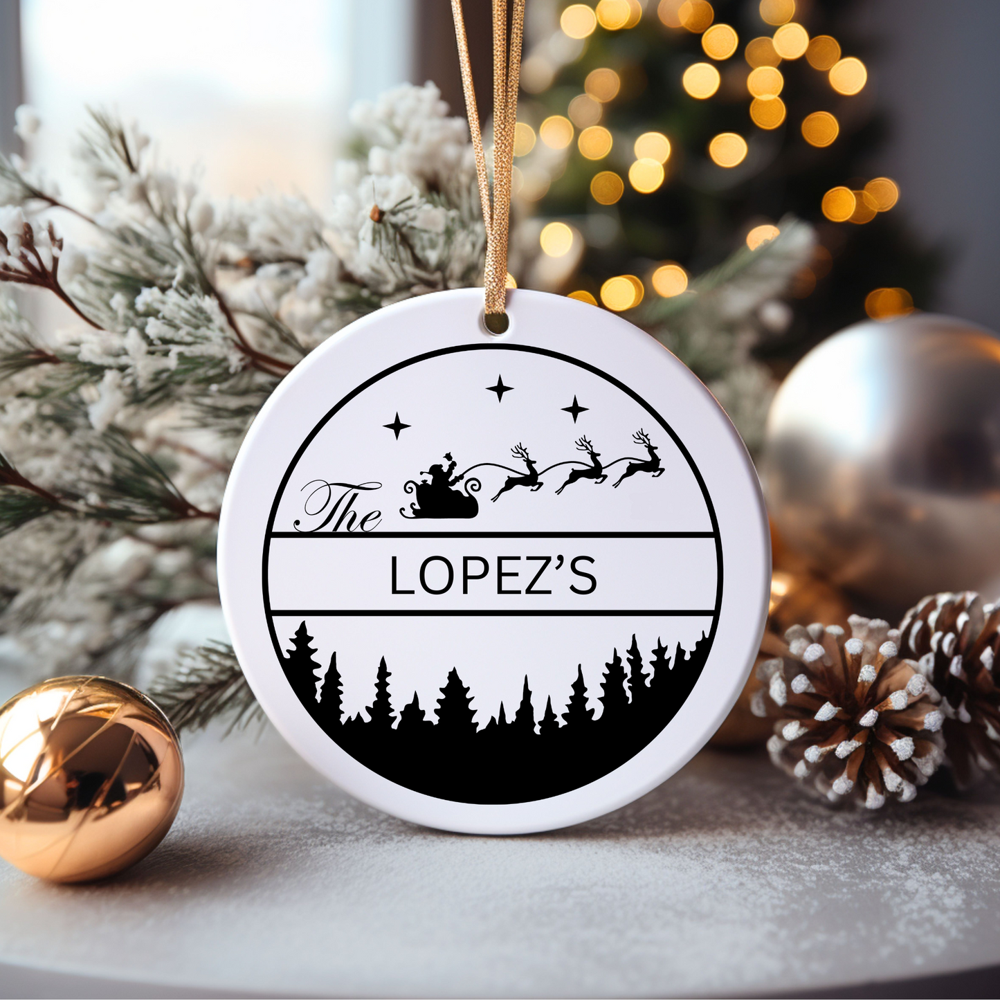 Personalized Ceramic Christmas Ornament with Family Last Name