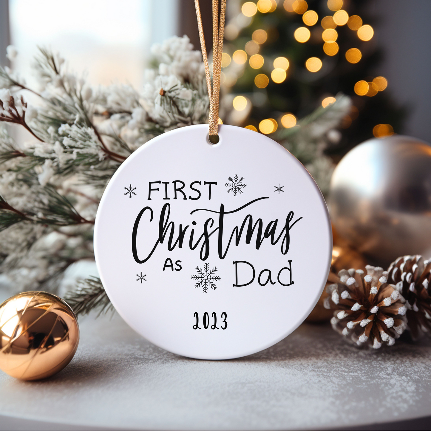 First Christmas as Dad Ceramic Christmas Ornament