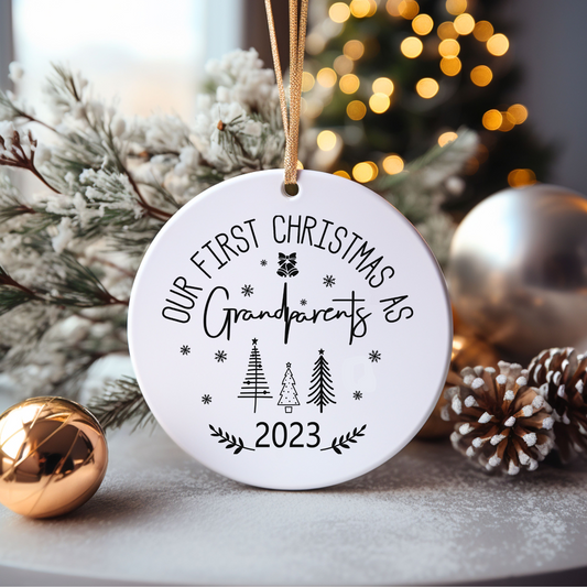 Our First Christmas as Grandparents Ceramic Christmas Ornament