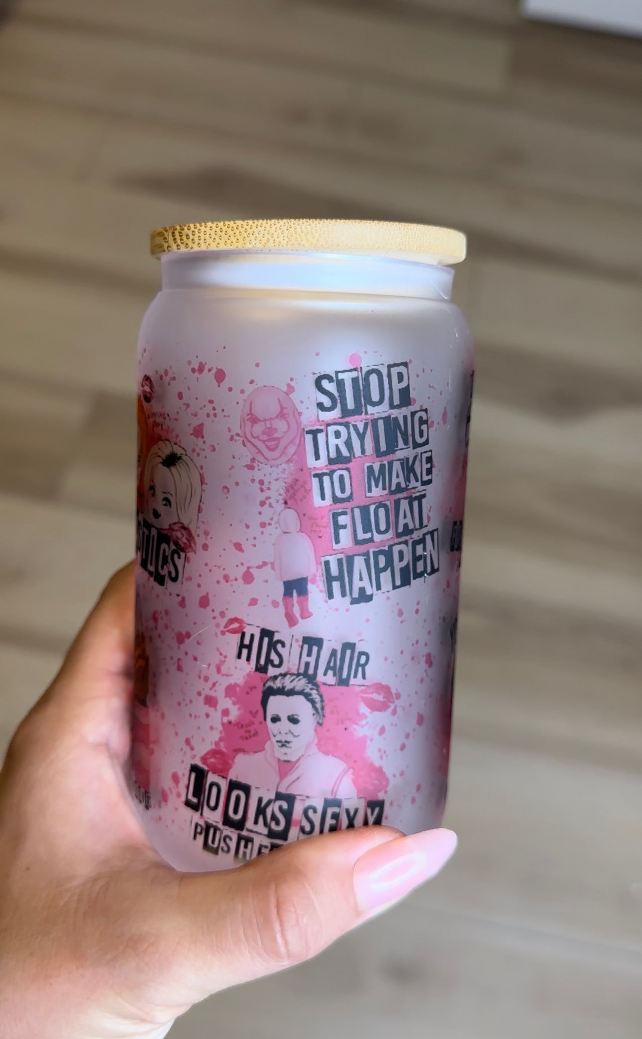 Frosted Mean Girls Horror Libbey Can Glass