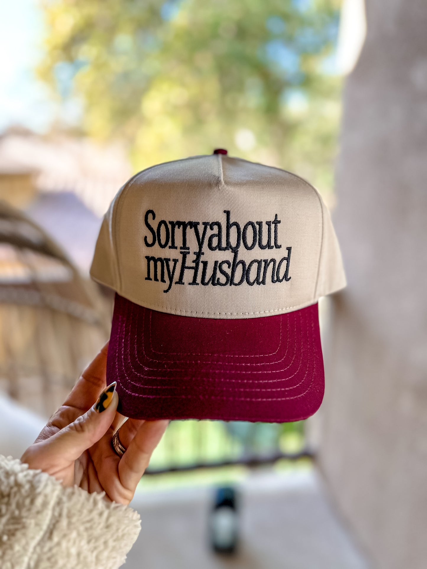 Sorry About My Husband Two-Tone Embroidered Snapback Hat