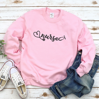 Embroidered Nurse Crewneck Sweater