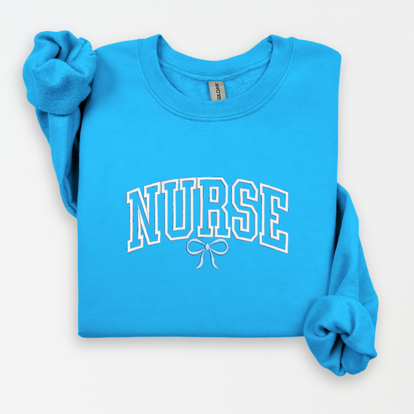 Embroidered Nurse Bow Crewneck Sweater