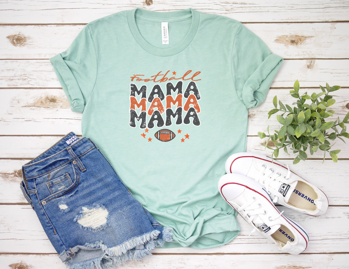 Vintage Print Football Mama T-Shirt