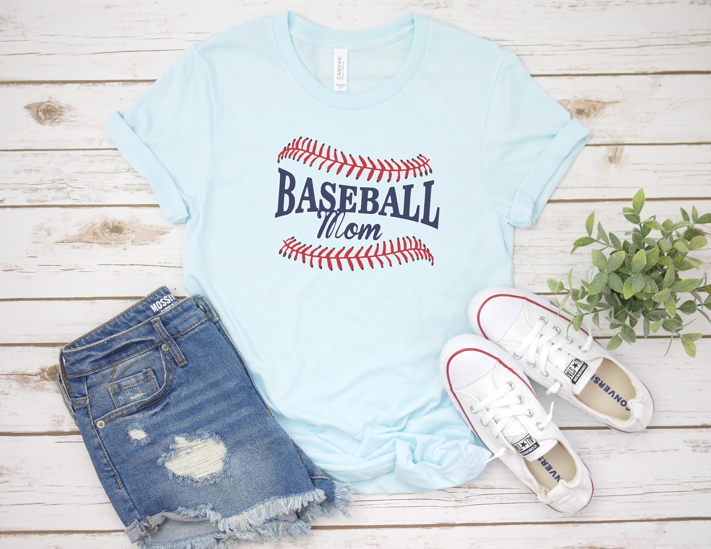 Baseball Stitched Mom  T-Shirt