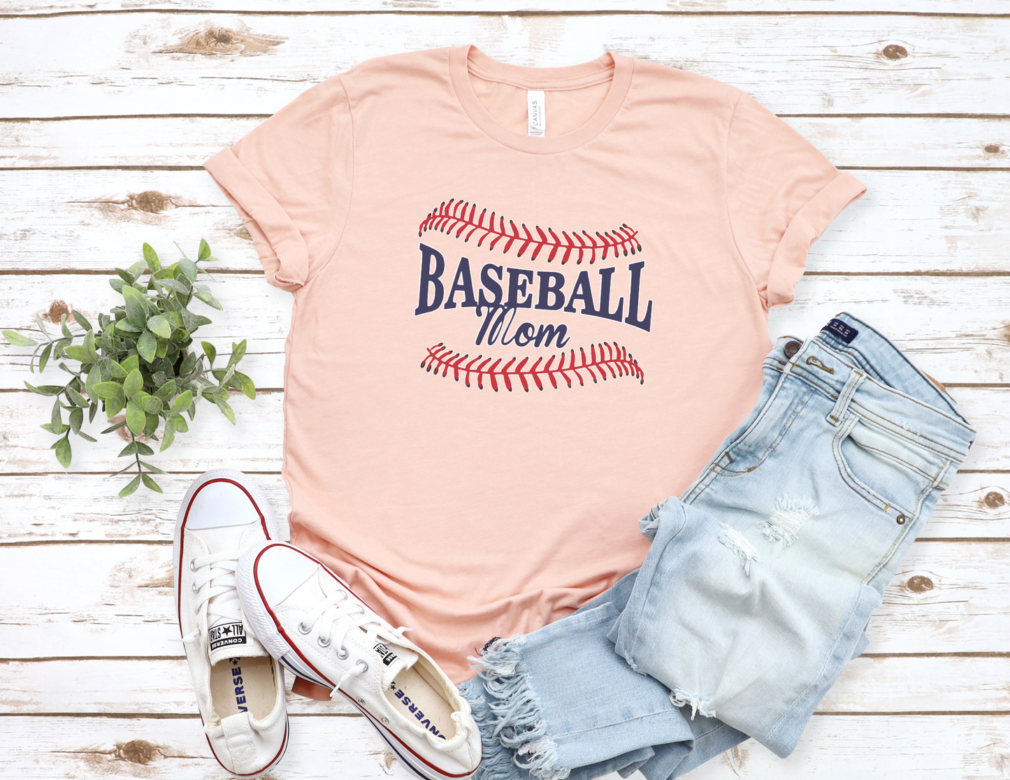 Baseball Stitched Mom  T-Shirt