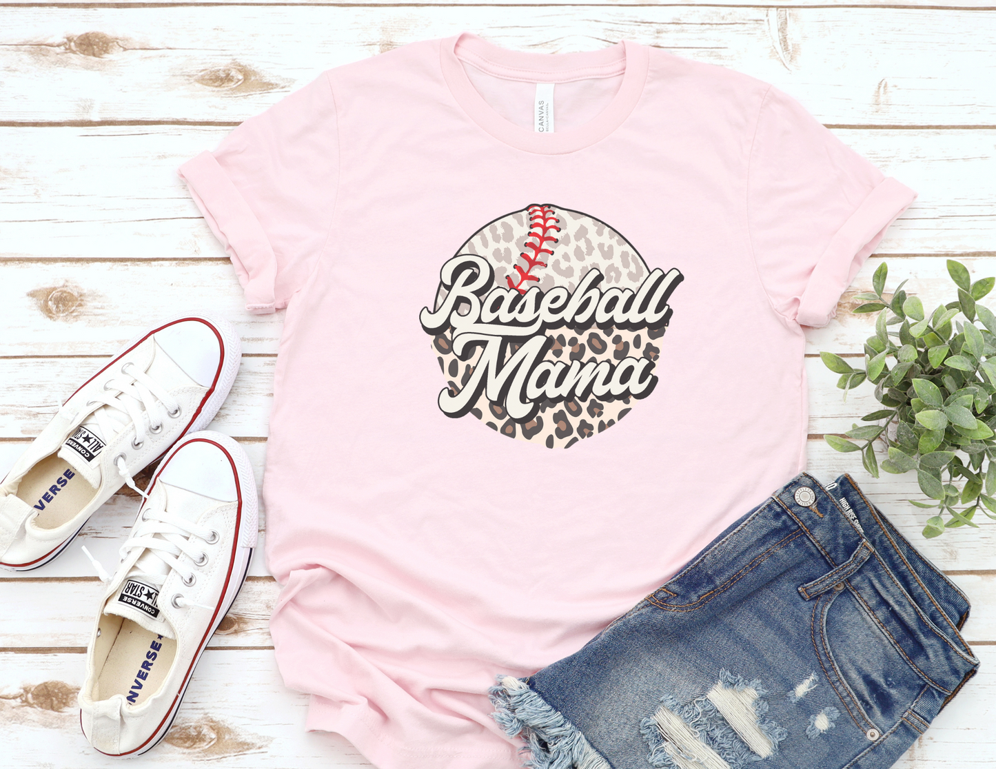 Baseball Mom Cheetah Baseball T-Shirt