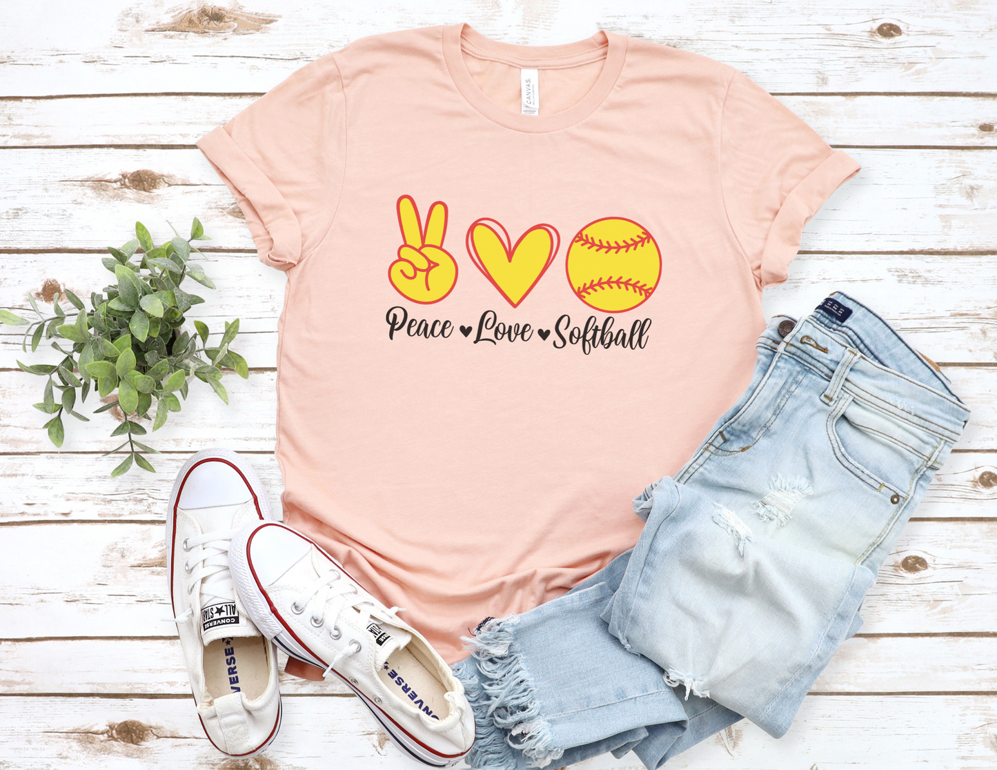 Love Peace Softball T-Shirt