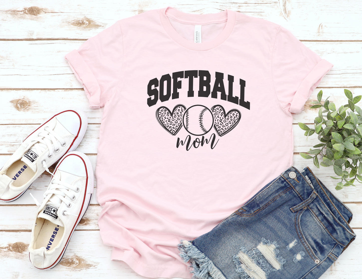 Cheetah Softball Mom T-Shirt