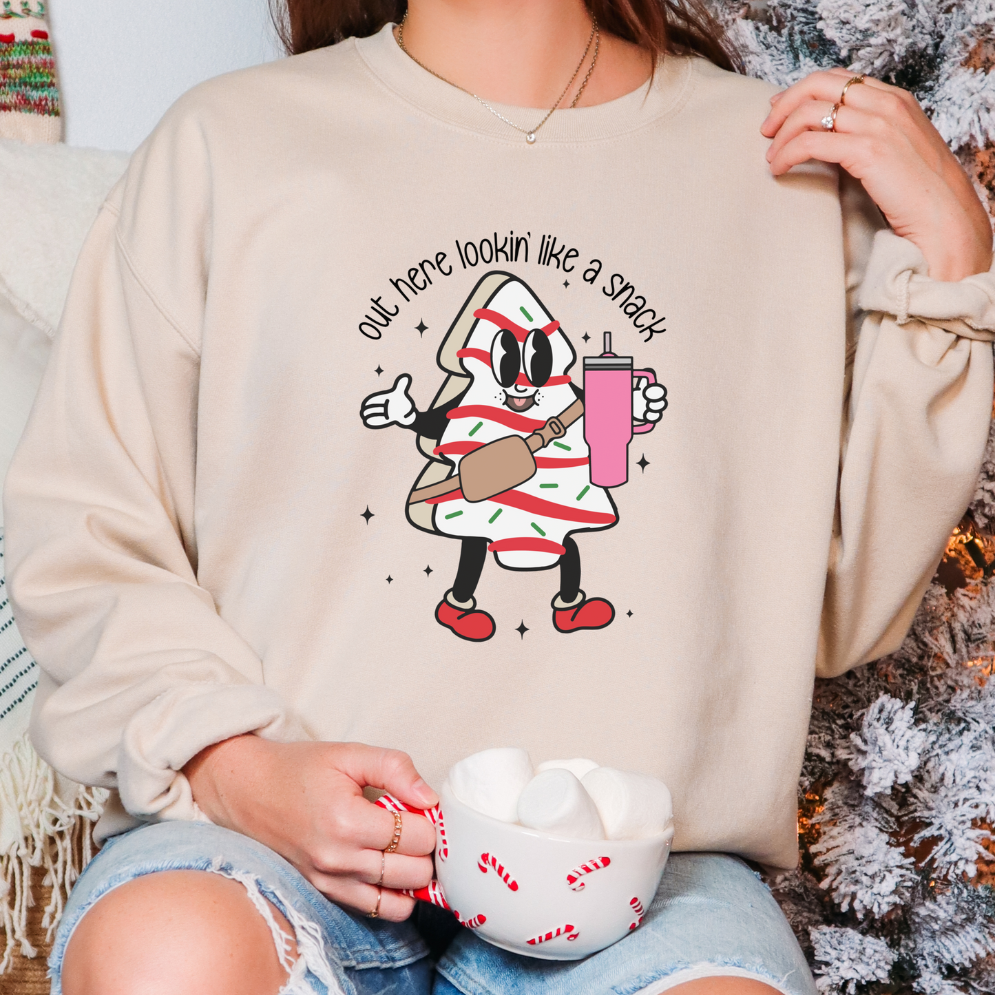 Out Here Lookin' Like a Snack Little Debbie Tree Crewneck Sweater
