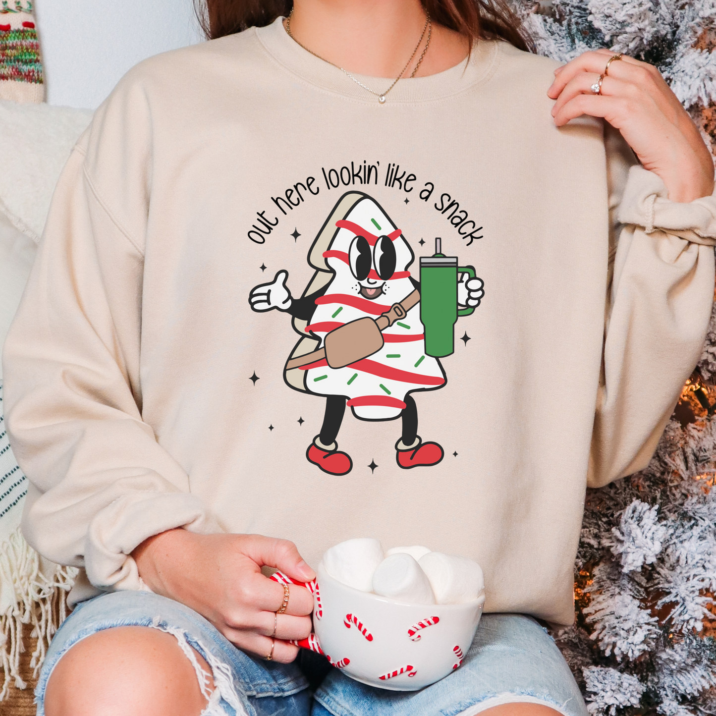 Out Here Lookin' Like a Snack Little Debbie Tree Crewneck Sweater