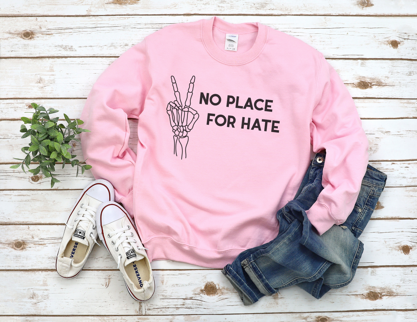 No Place For Hate Skeleton Hand Sweater